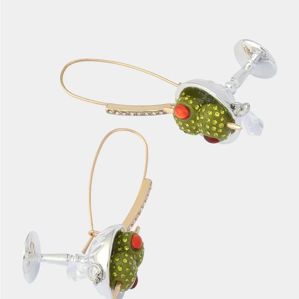 Betsey Johnson Silver Martini Drop Earrings NWT - Picture 2 of 9